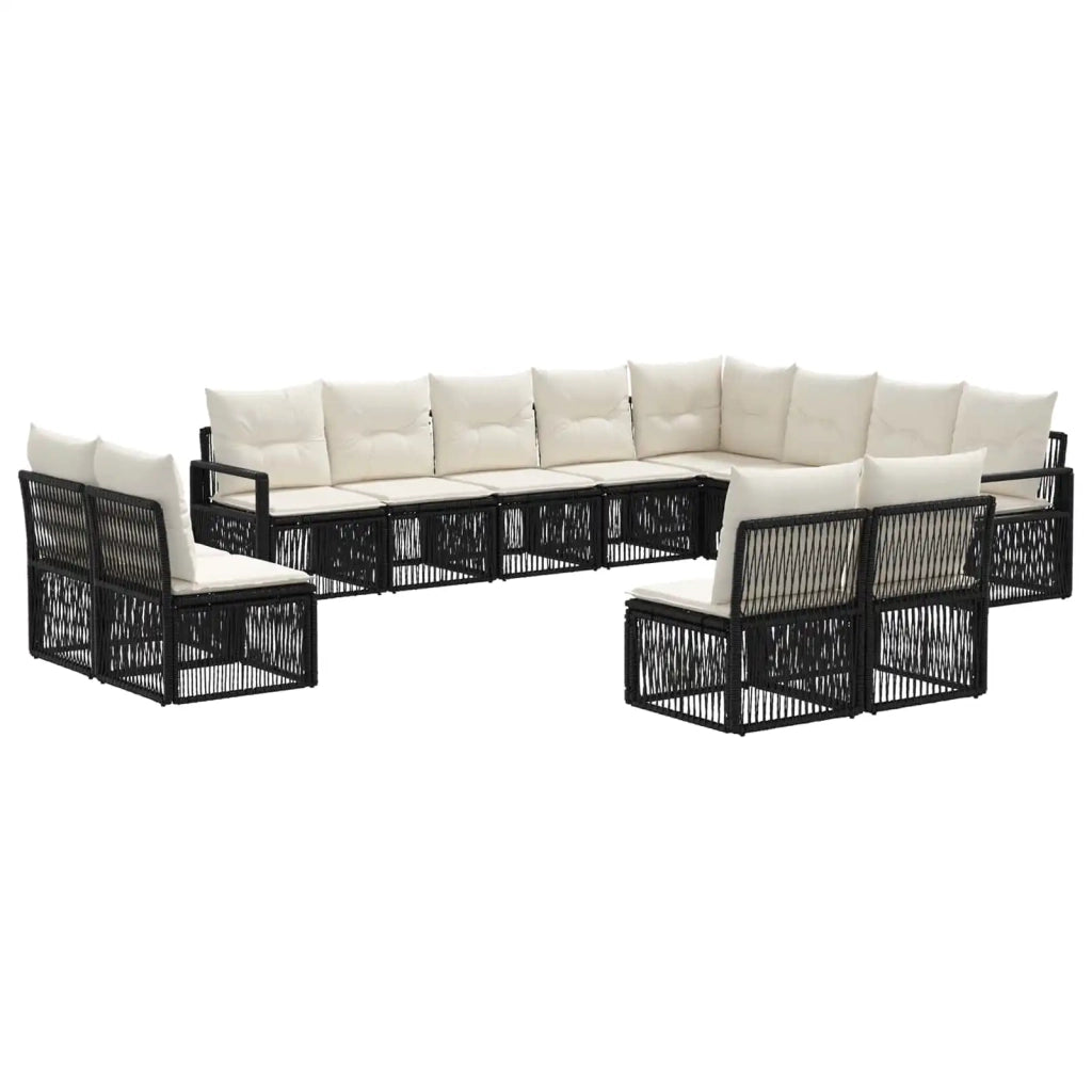 Set Divano da Giardino 12 pz Nero polyrattan 3435868