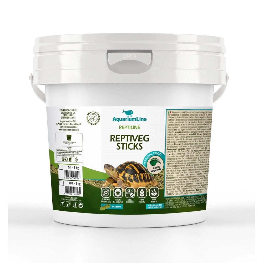 AquariumLine Reptiveg Sticks secchiello da 10L/2kg - alimento base per tartarughe terrestri e rettili erbivori