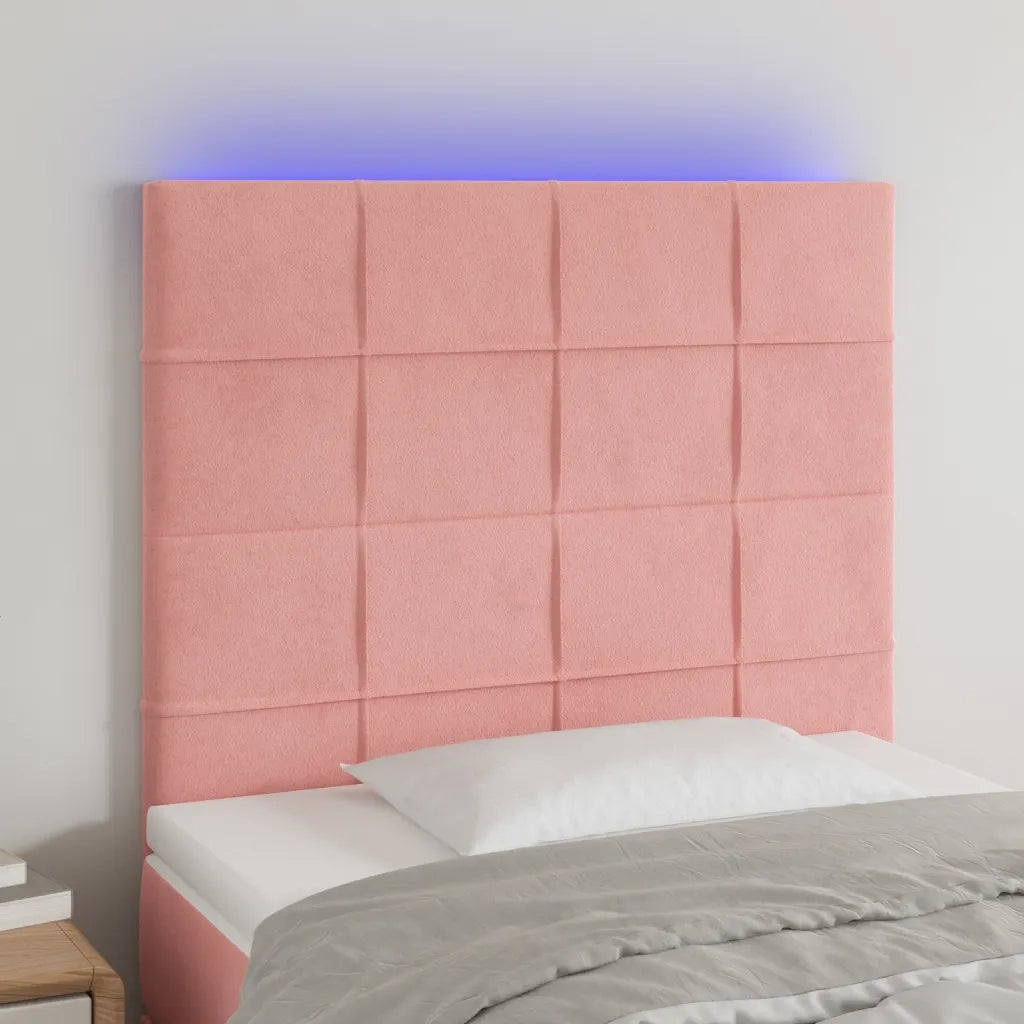 Testiera | Testata a LED Rosa 90x5x118/128 cm in Velluto