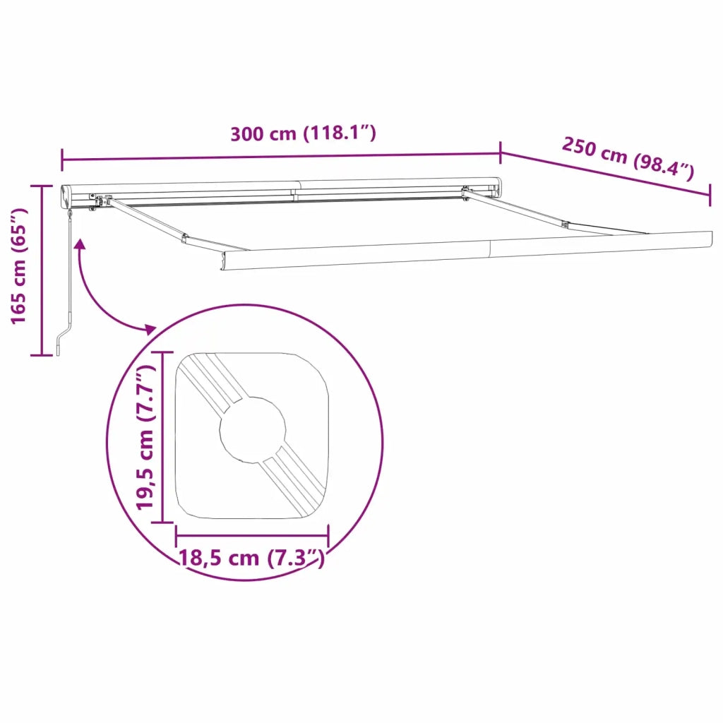 Tenda Retrattile Bianco 300 x 250 cm Tessuto e Metallo 3330081