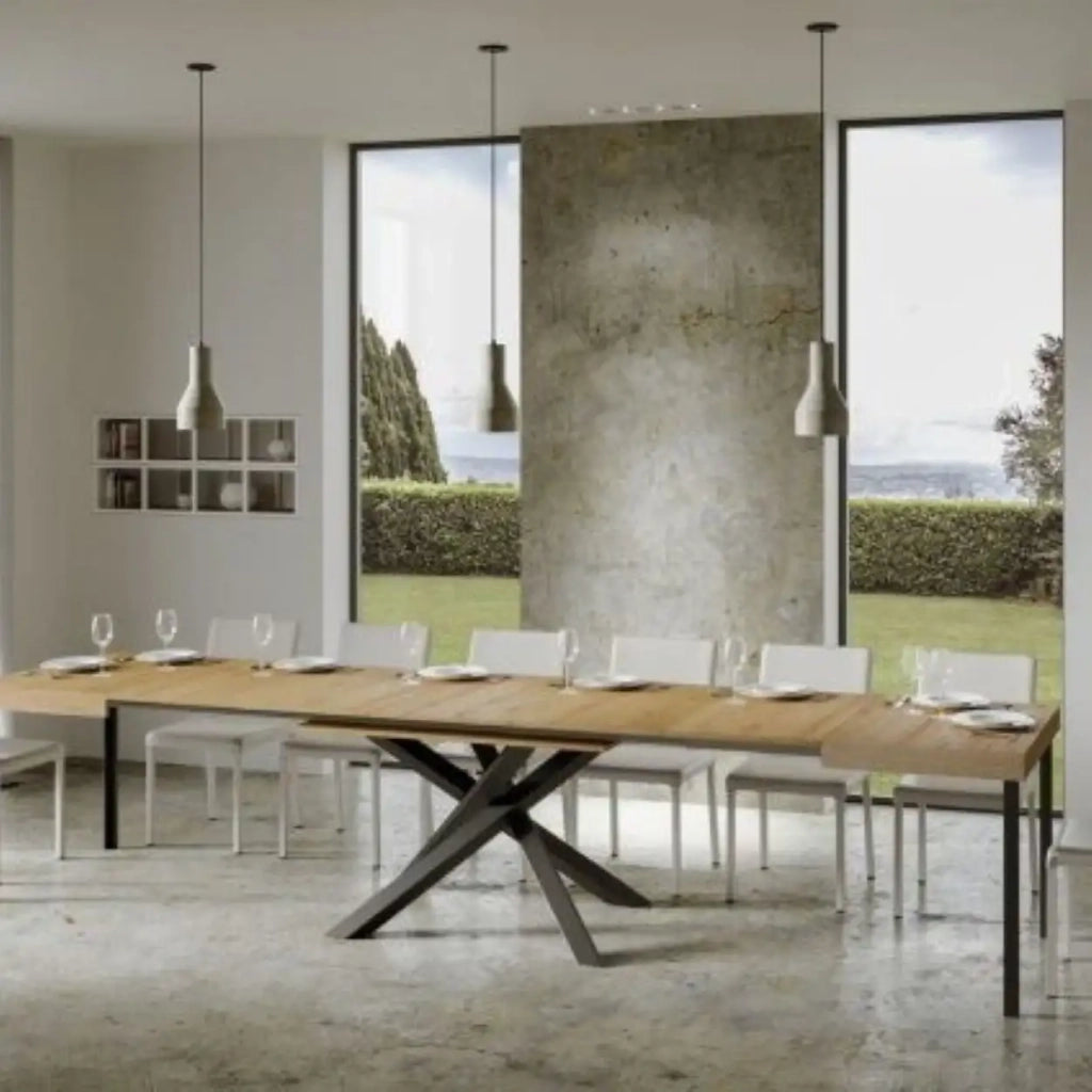 Tavolo allungabile 140/400x90 cm Volantis colore quercia natura gambe antracite