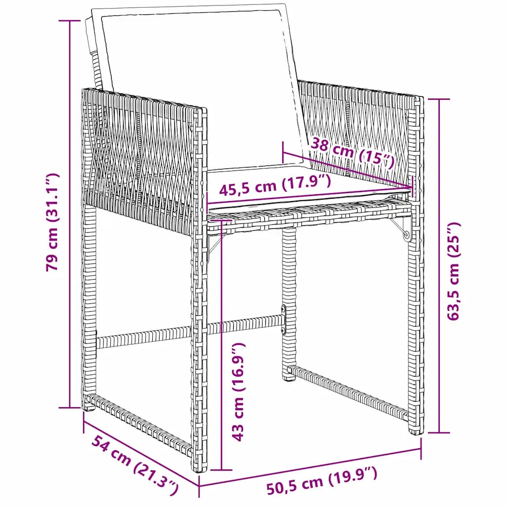 Set da Pranzo per Giardino 5 pz | Set Salotto da Giardino Marrone polyrattan