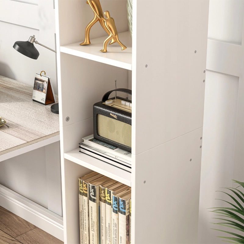 Alta libreria bianca per libri e raccoglitori, ufficio, salotto, loft, 182 cm