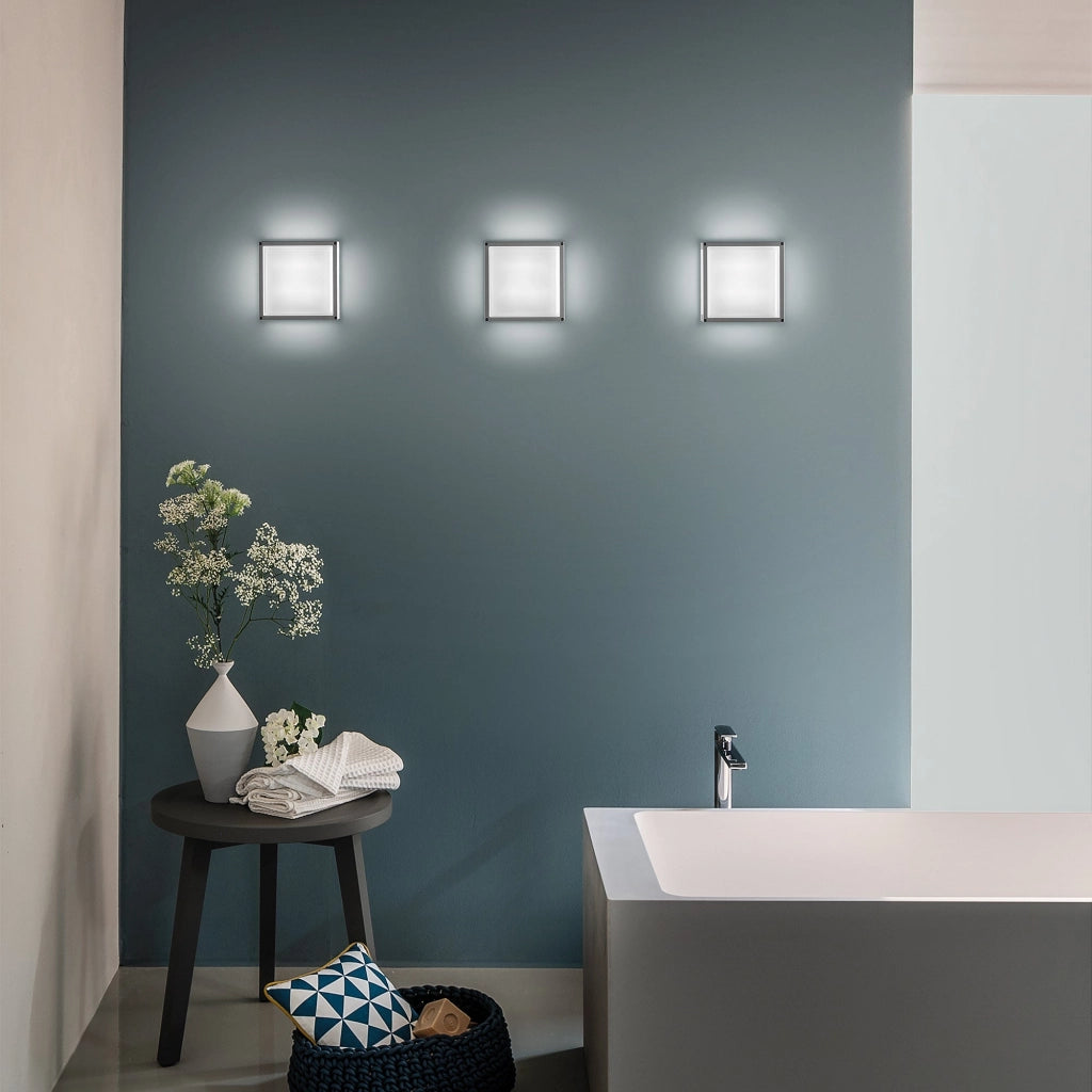 Home Lampada da Parete e Soffitto LED 20W 3000K 2926lm IP54 Struttura in Alluminio Verniciato Bianco Opaco Design Quadrato 25x25x9.5 cm