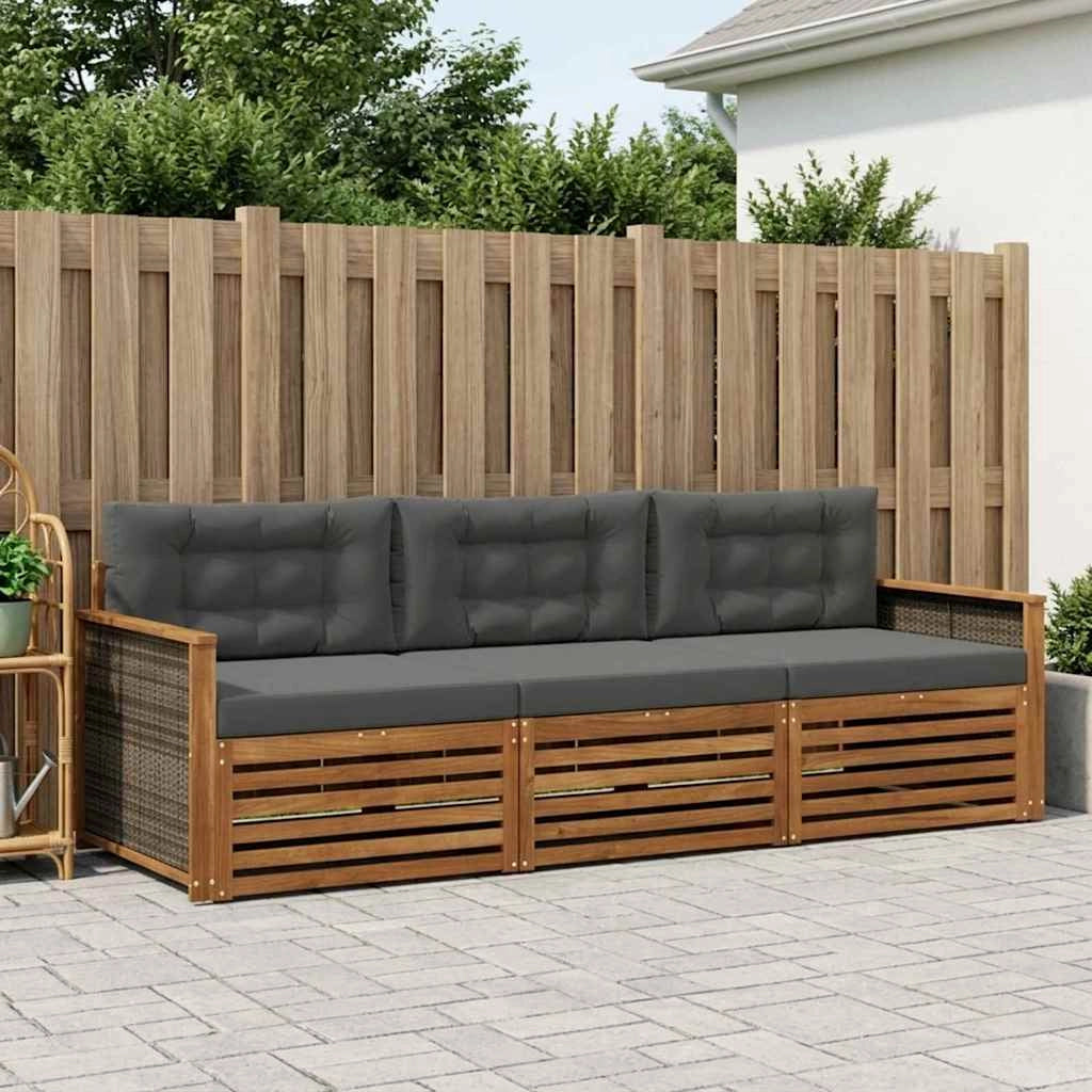 Set di divani da esterno 3 pz Naturale e Antracite 3382960