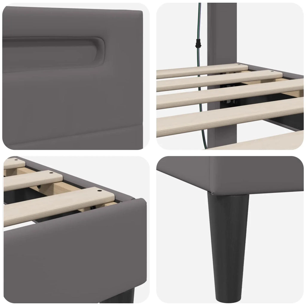 Struttura del letto con testiera Grigio 80 x 200 cm Similpelle 42028003
