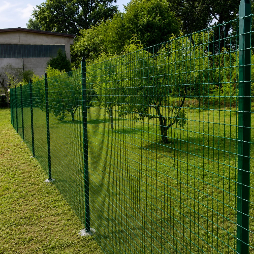 Pali per Recinzione in Acciaio Verde con Rivestimento PVC – Paletti a T con Punta Appuntita e Fori per Fissaggio Rete Metallica da Giardino, Orto e Recinti Esterni Resistenti alla Ruggine 10 Pezzi-150cm