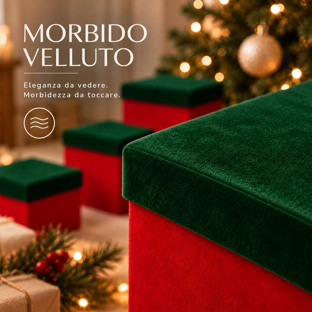 5 Box Regalo Natale Rosso e Verde Diverse Misure Decorazione Addobbo Natalizio