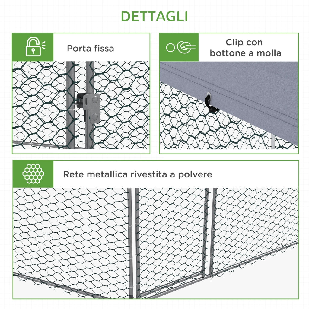 Recinto per Galline con Tetto ¨C zephmum ¨C Acciaio 4x3.5x2.6m