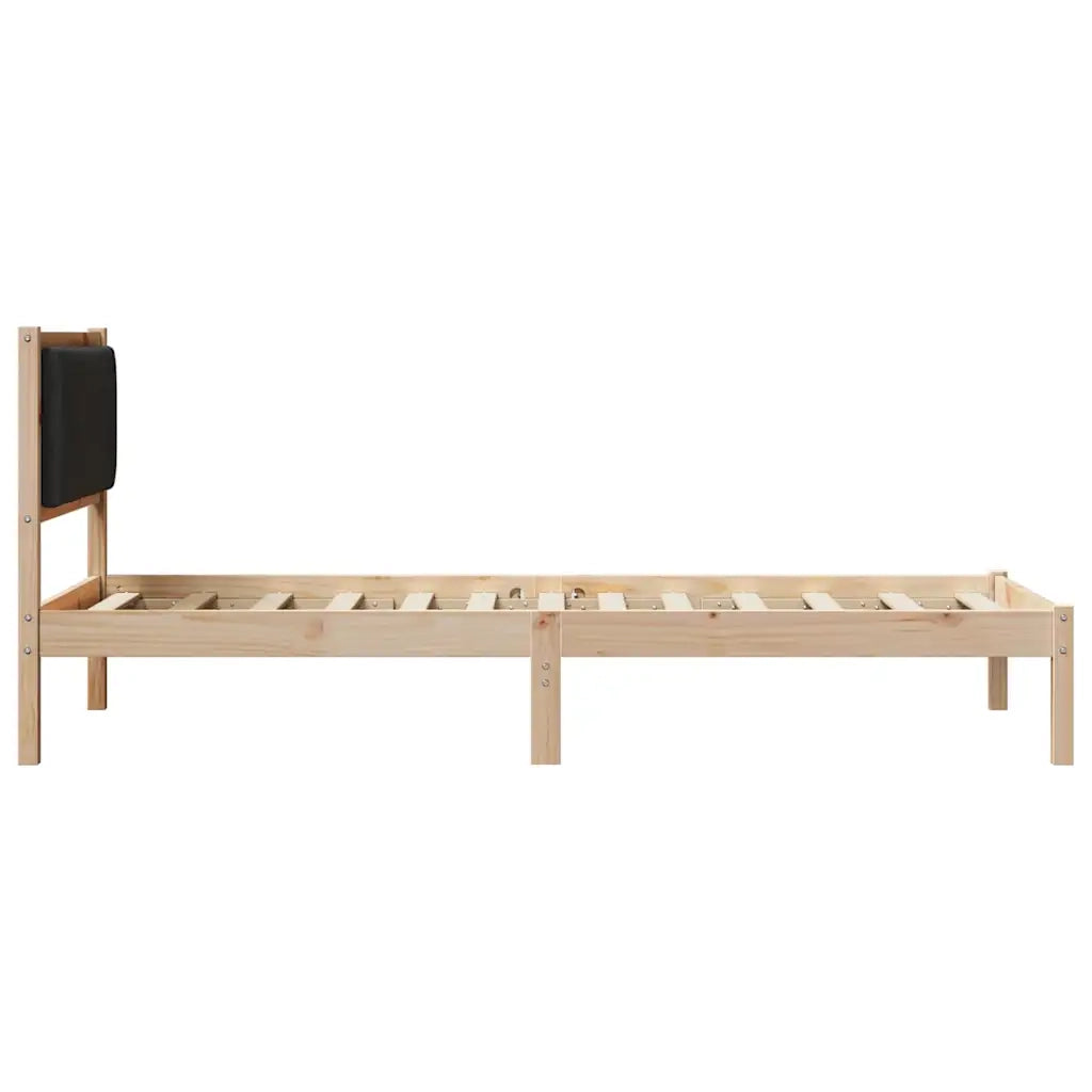 Letto con Testiera Rivestita Nero 90 x 190 cm Pino massello 878296