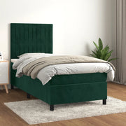 Giroletto a Molle con Materasso-Struttura Letto Verde Scuro 90x190 cm Velluto 463325