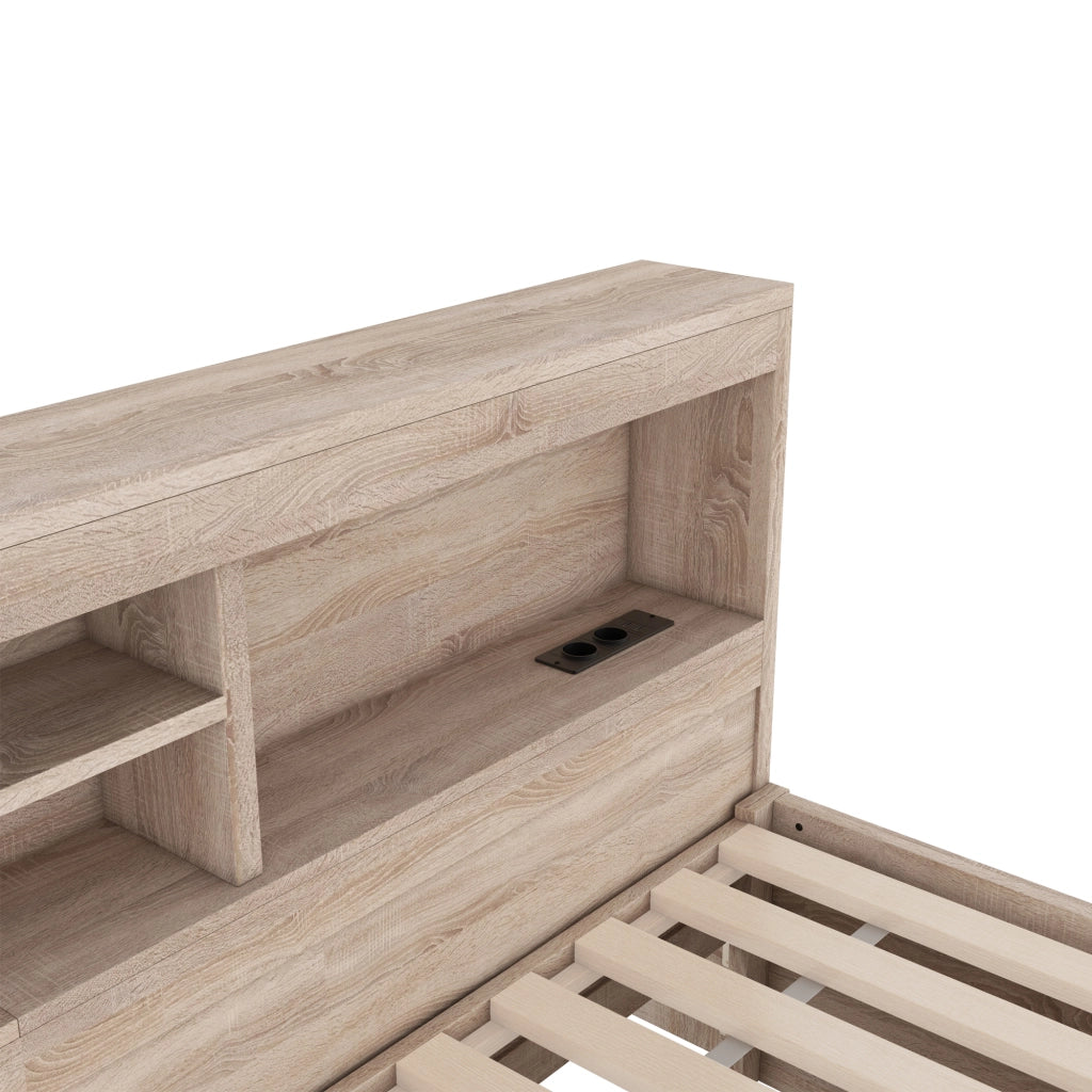 DIVANO LETTO Estraibile 90x200 cm Natur con prese USB e luce ambientale