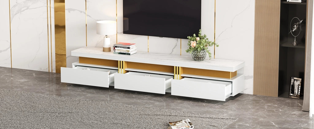 Lowboard TV bianco in truciolare lunghezza 200 cm