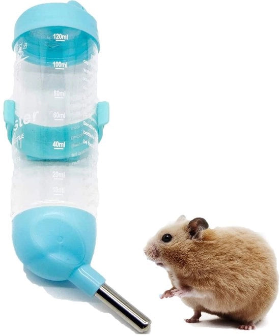 Dispensatore d'acqua per piccoli animali - Materiali di sicurezza - In acciaio inossidabile - Facile da installare - Capacità 80ml - Fiaschetta per animali