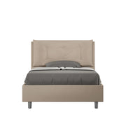 BS COM Letto una piazza e mezza con rete imbottito 120x210 similpelle tortora