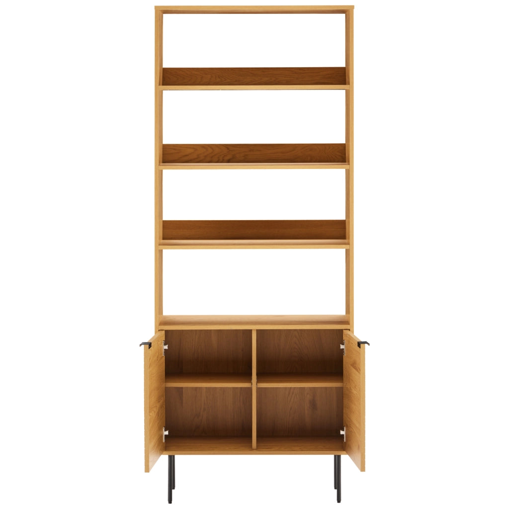 Libreria in legno con 4 ripiani e 2 ante STINNA