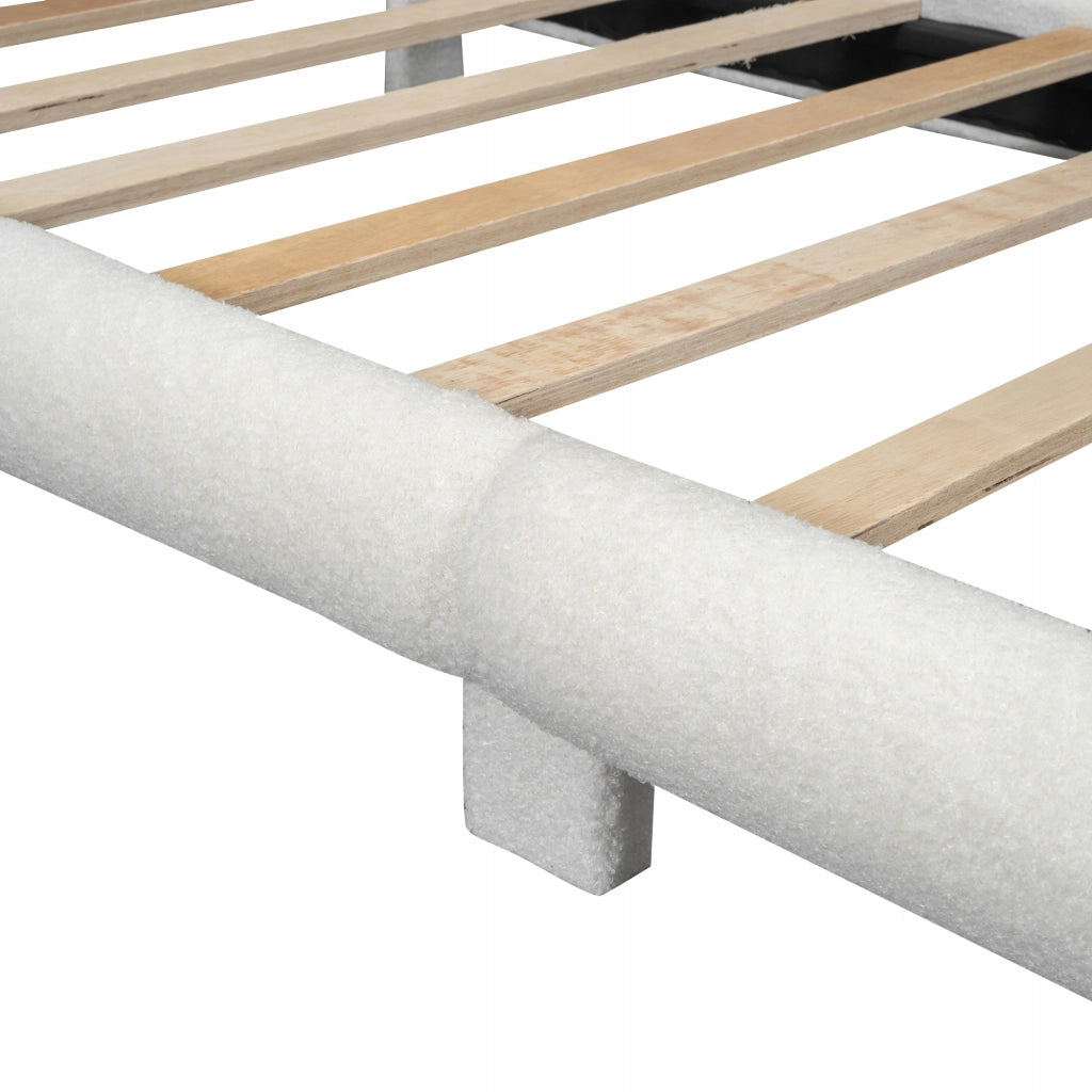 Letto per bambini 90x200 - Xylo - Bianco in velluto senza materasso
