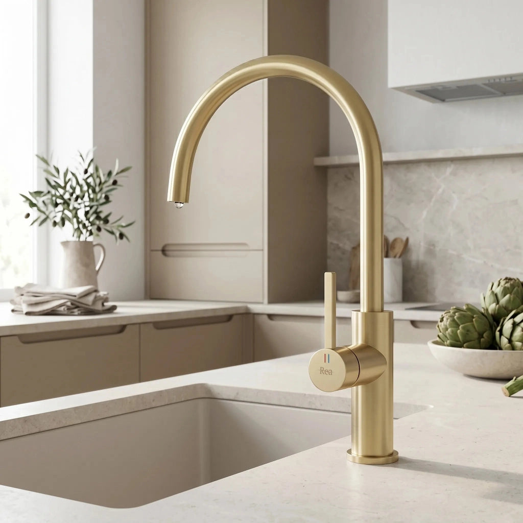 Rubinetto Da Cucina Rea Rivo Brush Gold