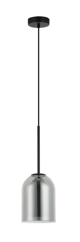 Lampada a sospensione Elaris nera vetro fumé E27 Light Prestige