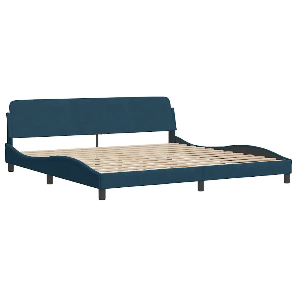 Letto con Materasso Dover Blu 200x200 cm Velluto 3208475