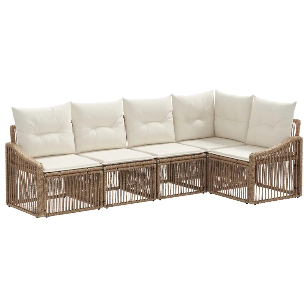Set Divano da Giardino 5 pz Beige polyrattan 3436005