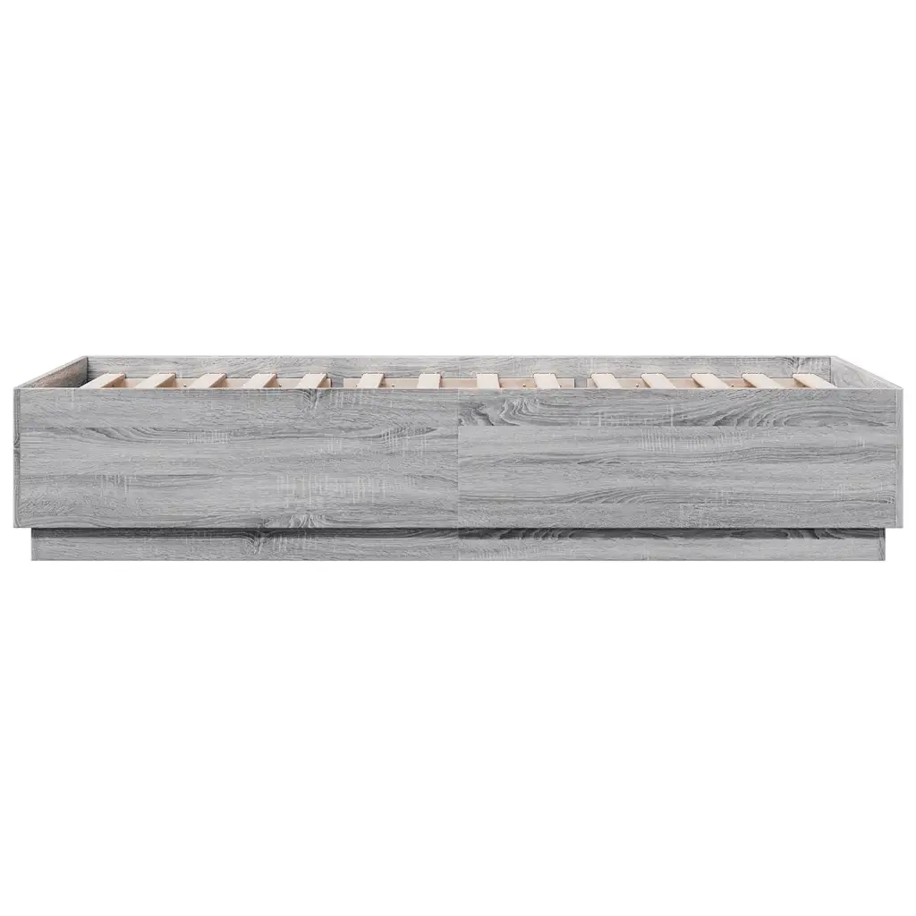 Letto singolo | Letto per adulti | Giroletto Grigio Sonoma 100x200 cm in Legno Multistrato