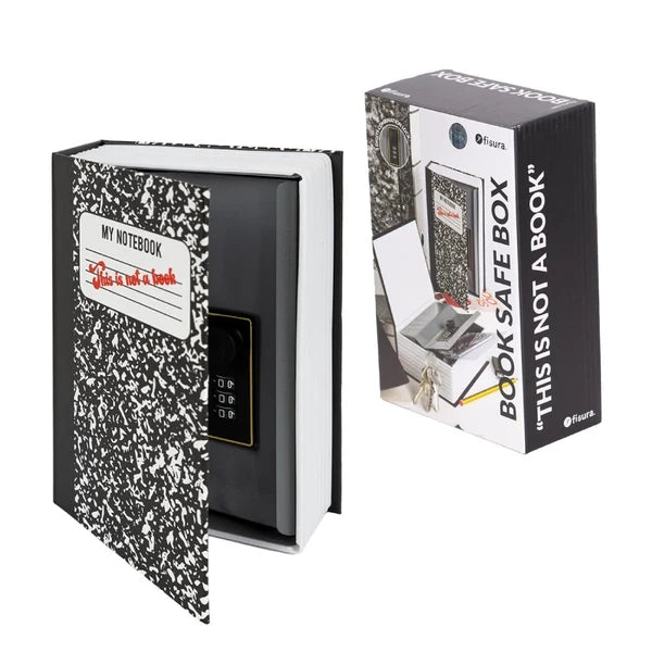 Cassaforte a forma di libro con scritta "This is not a book"