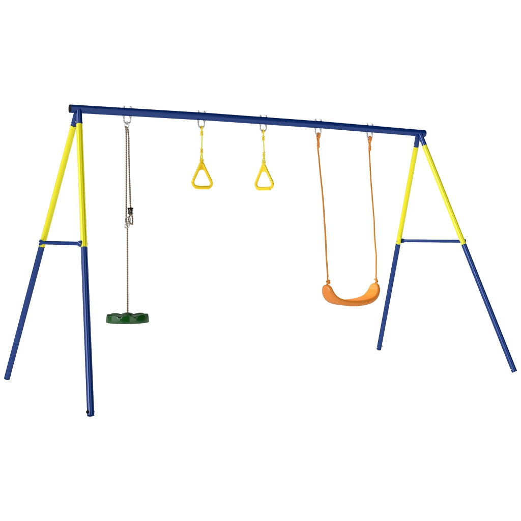 Altalena da Giardino 285x160x181 cm per Bambini 3 in 1 in Acciaio e PE Multicolore