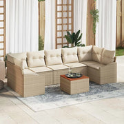 Set Divano da Giardino 8 pcs Beige e Crema polyrattan