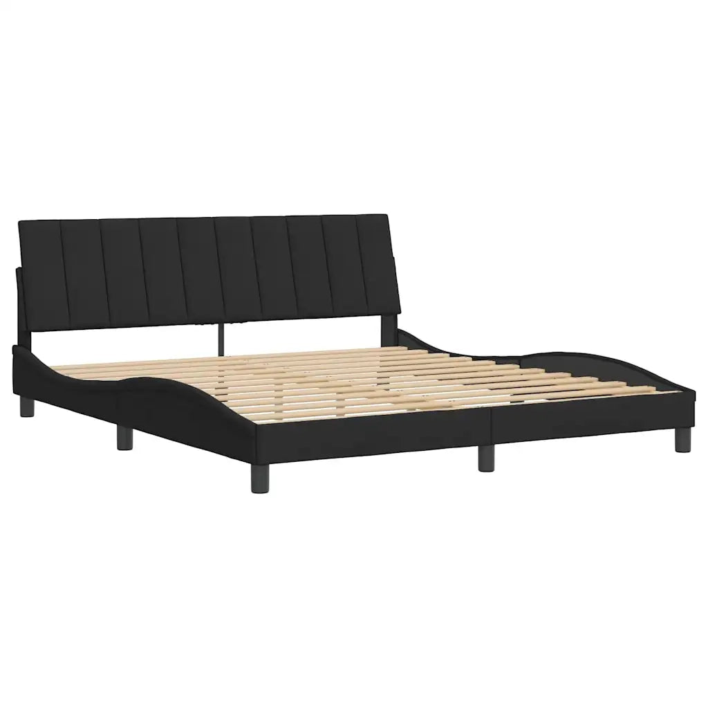 Letto matrimoniale | Letto per adulti | Giroletto senza Materasso Hanko Nero 180x200 cm in Velluto