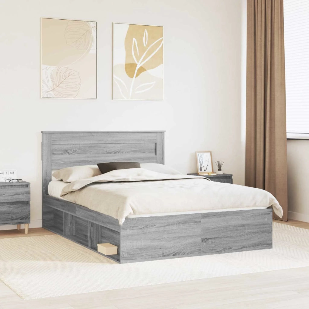 Struttura del letto Grigio Sonoma 140 x 200 cm Pino massello