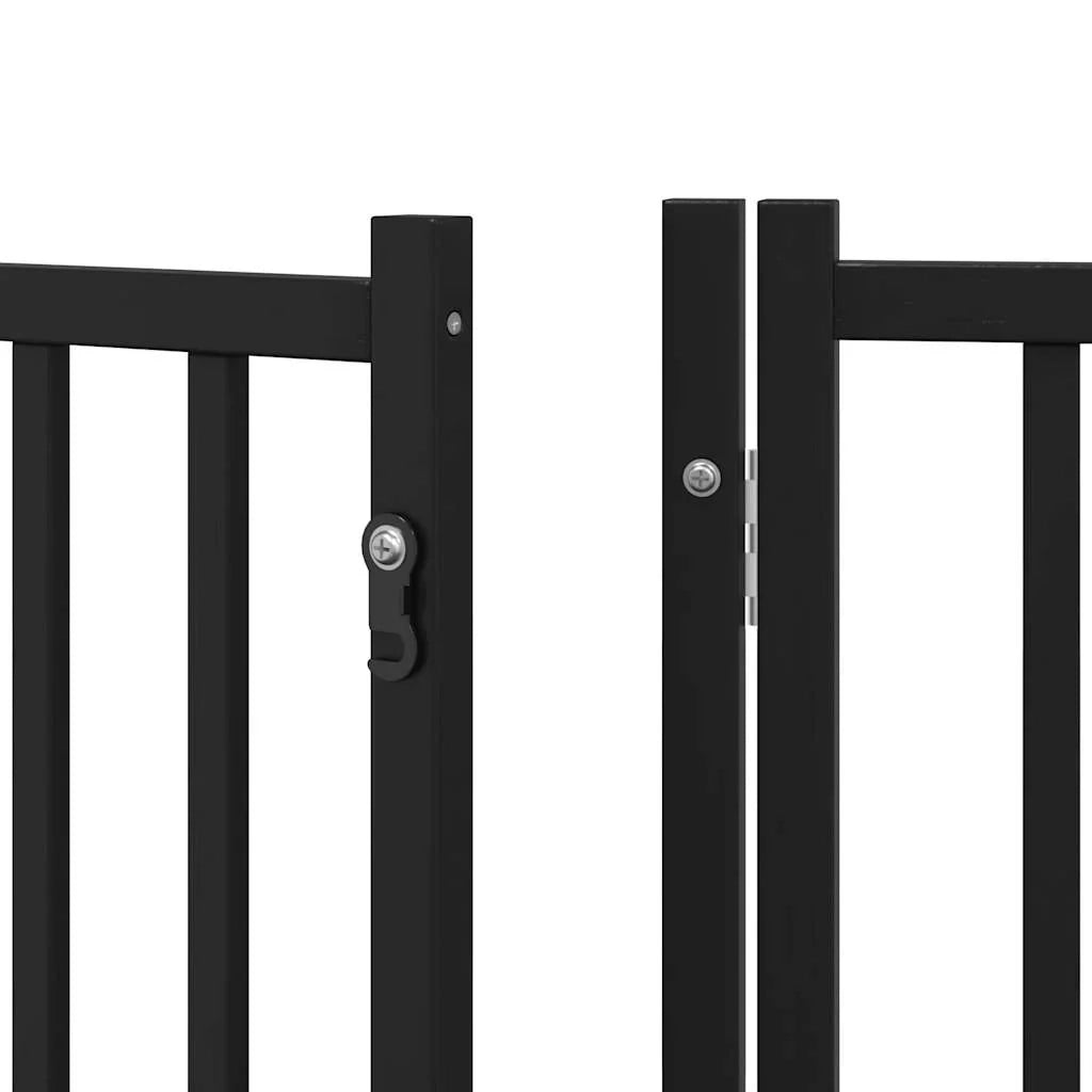 Cancelletto di sicurezza per animali domestici porta pieghevole 9 pannelli legno di pioppo nero 02_0023281