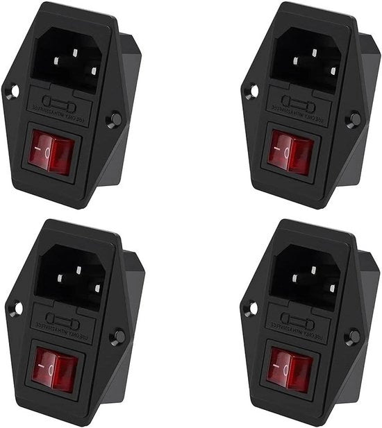 4 pezzi 10A IEC320 C14 modulo di ingresso 3-in-1 3-pole con interruttore e 10A fusibile e lampada