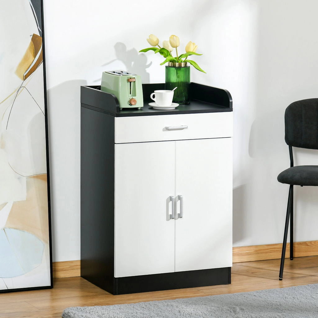 MOBILETTO CON CASSETTO E 2 ANTE 60X40X90CM IN COLORE BIANCO E NERO