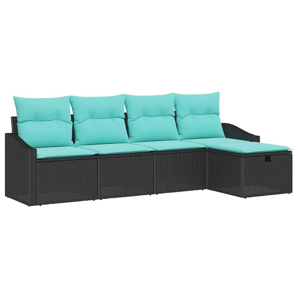Set di divani con cuscino con archiviazione Nero polyrattan 3359265