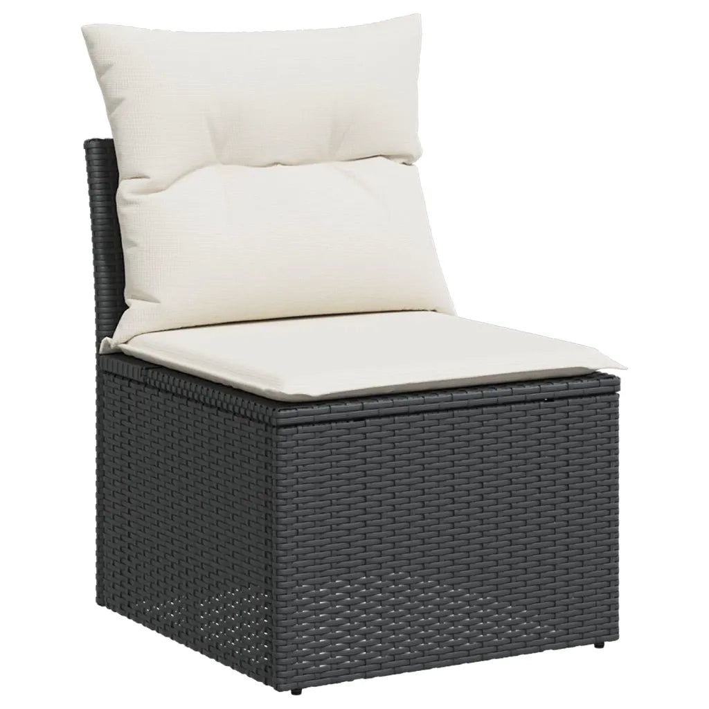 Set Divani da Giardino con Cuscini 8 pz Nero in Polyrattan
