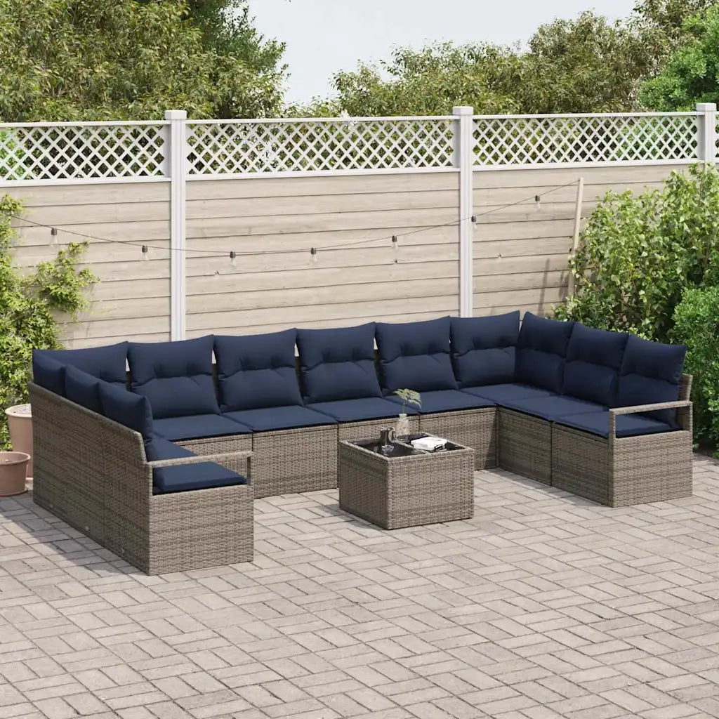 Set di divani con cuscino 11 pcs Grigio polyrattan 3346575