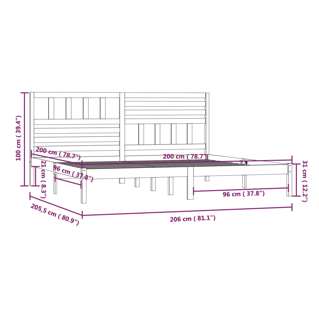 Giroletto senza Materasso-Struttura Letto Ambra in Legno di Pino 200x200 cm 110525