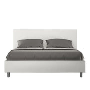 BS COM Letto matrimoniale contenitore doppia alzata imbottito 160x210 similpelle bianco