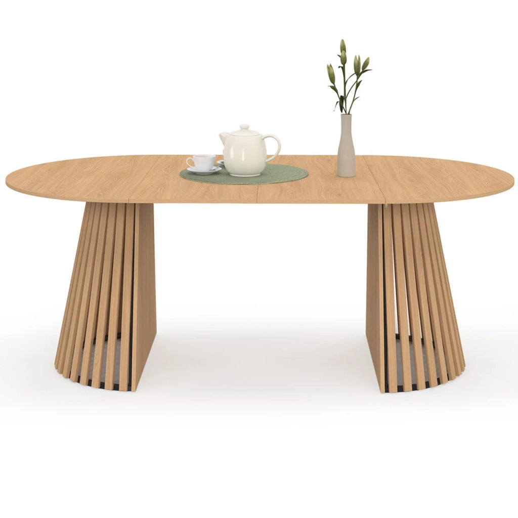 IDMarket - CARMEN tavolo da pranzo rotondo allungabile 4-10 persone gamba in legno 110-200 cm