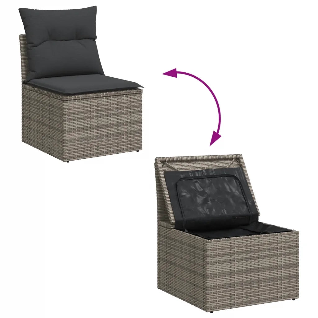 Set Divano da Giardino 9 pz con Cuscini Grigio in Polyrattan 3256067