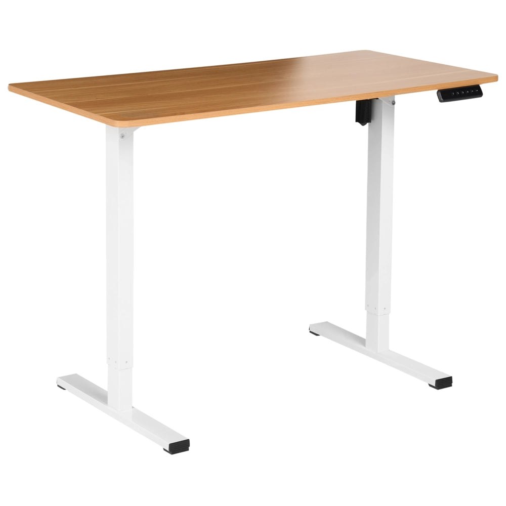 Lampada da tavolo regolabile elettricamente Marrone chiaro Piano in acciaio bianco 120 x 60 cm Seduta e piedi quadrati Design moderno
