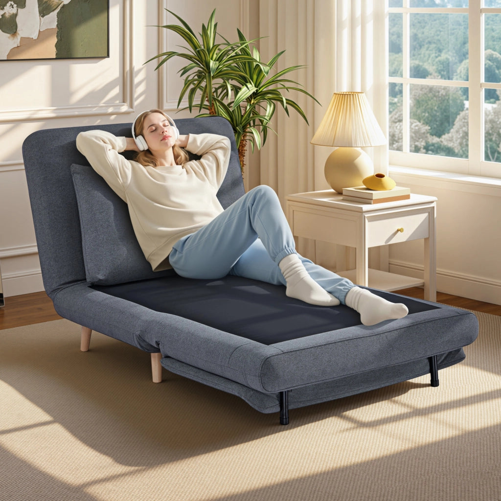 Poltrona letto reclinabile ¨C Minimal ¨C Grigio, legno di faggio