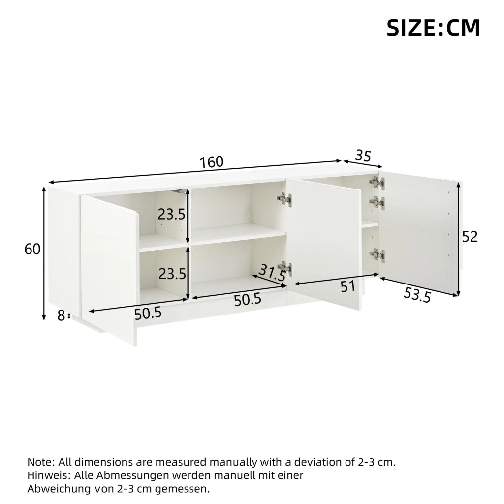 MADIA 160x35x60 cm 3 ante Bianco in truciolato con 6 vani