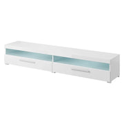 Mobile TV XL 200cm collezione BOMBAY. Colore bianco lucido. Illuminazione LED multicolore.