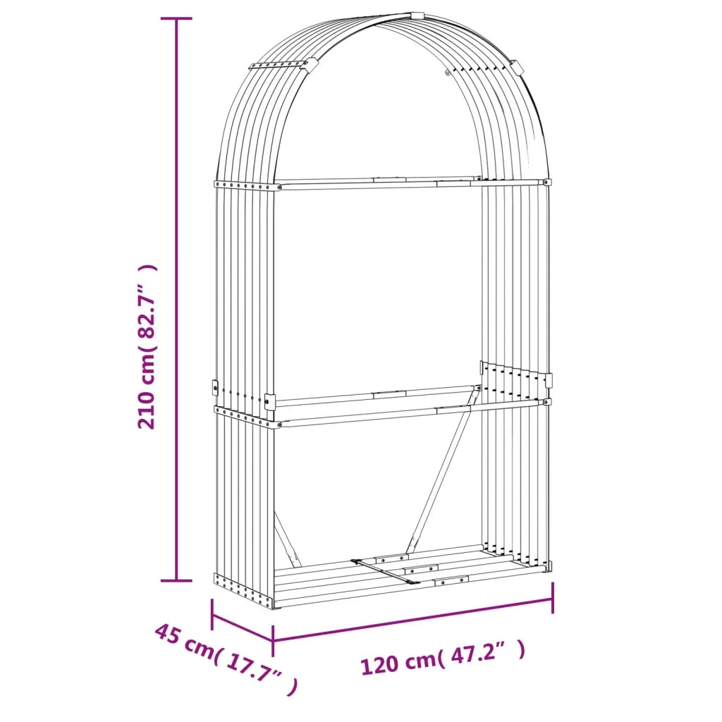 Portaceppi Effetto Legno 120x45x210 cm in Acciaio Zincato CFW2006399