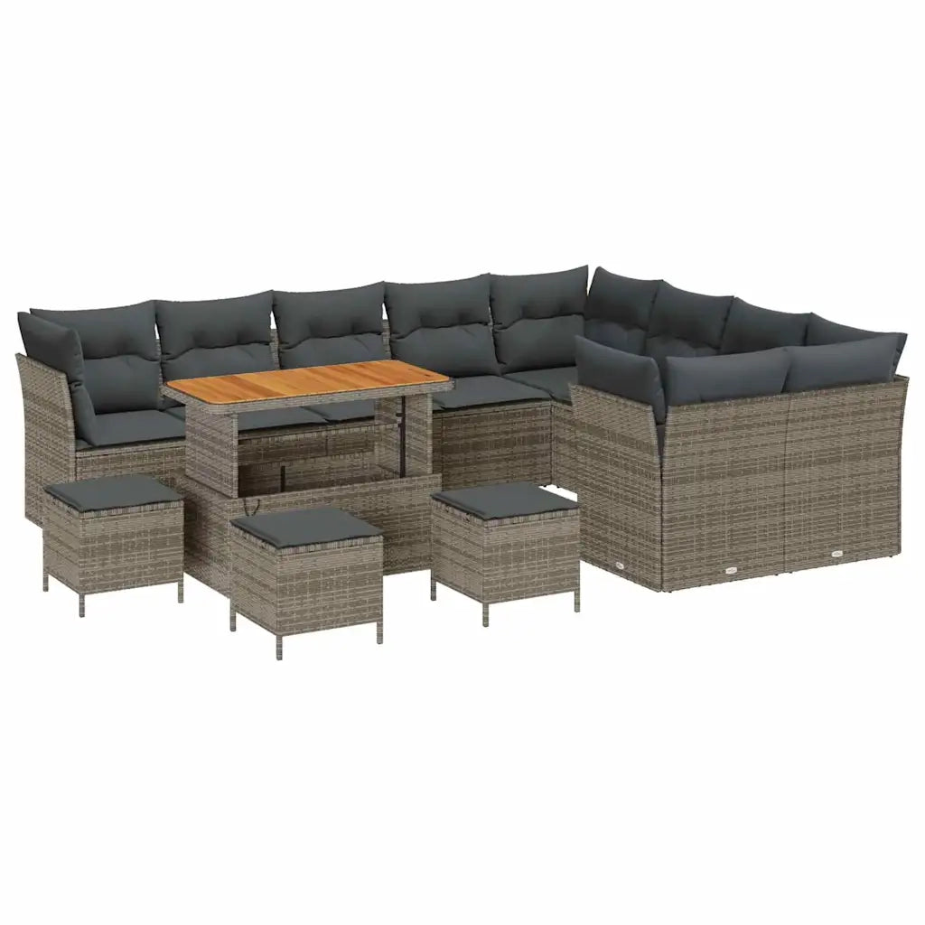 Set Divano da Giardino con cuscino 13 pcs Grigio