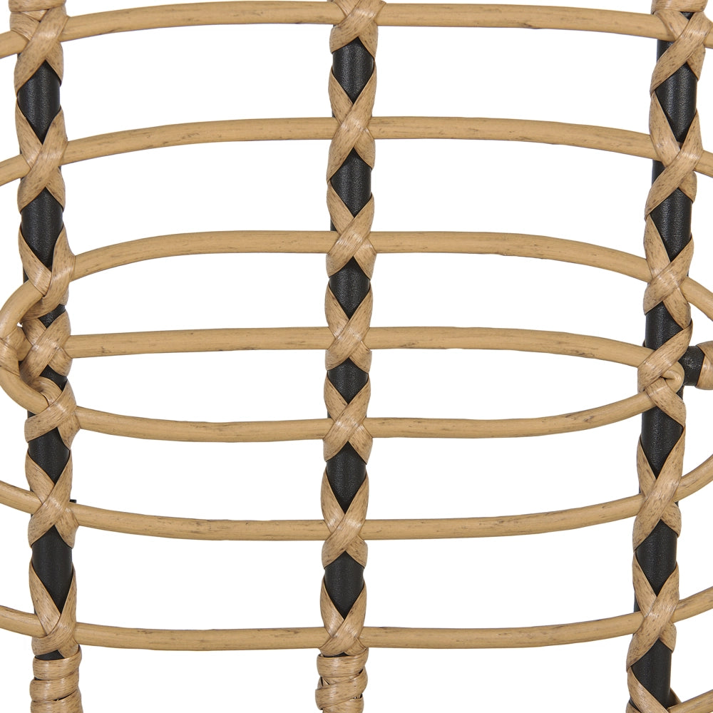 Set di 4 sedie in rattan con cuscino di seduta naturale intrecciato interni ed esterni stile boho