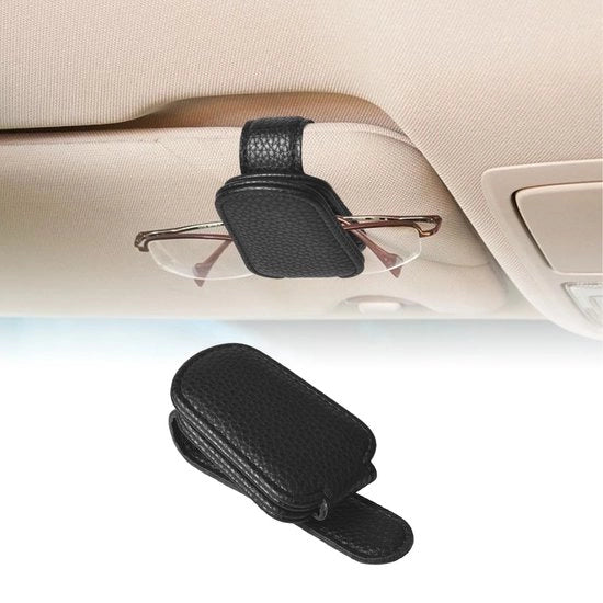 Supporto occhiali auto - 2 pezzi - Supporto occhiali da sole in pelle - Antiscivolo - Magnetico - Resistenze agli urti - Per tutti gli occhiali