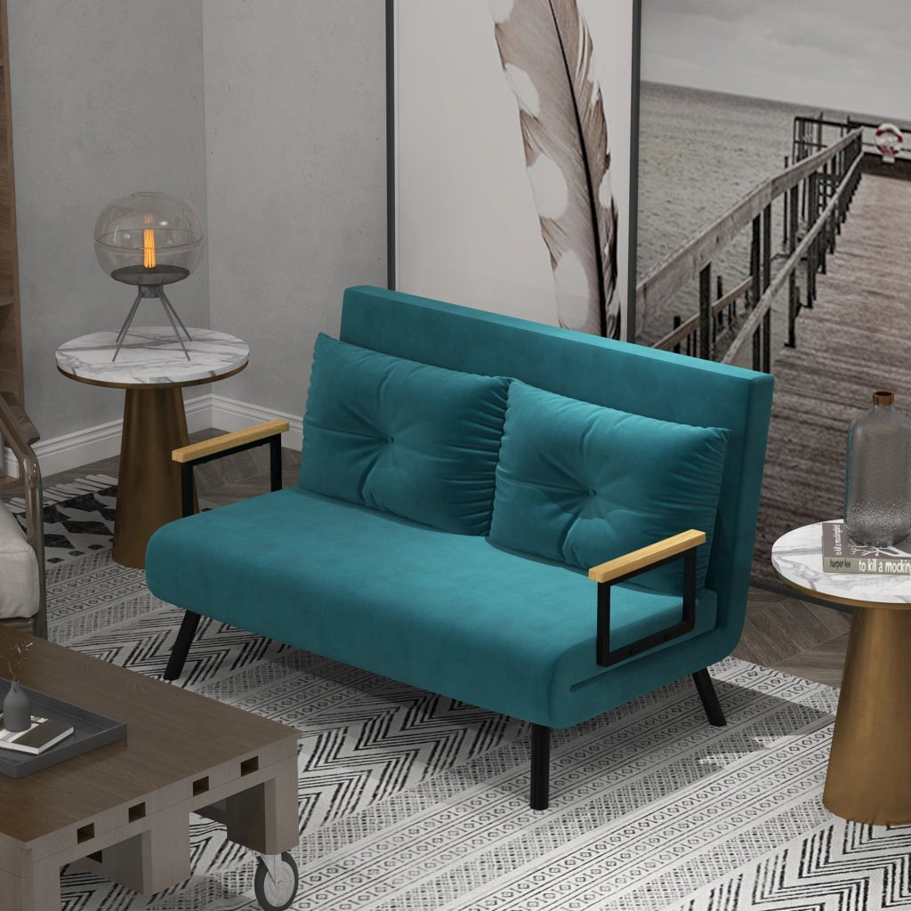 Divano Letto Matrimoniale Vellutato con Schienale Regolabile ¨C zephmum ¨C Blu Scuro
